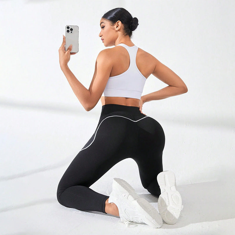 Contrast Stitching High-Waisted Workout Leggings