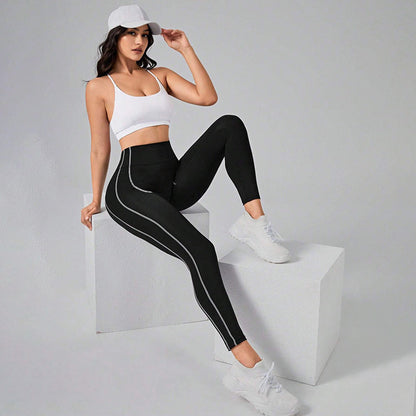 Contrast Stitching High-Waisted Workout Leggings