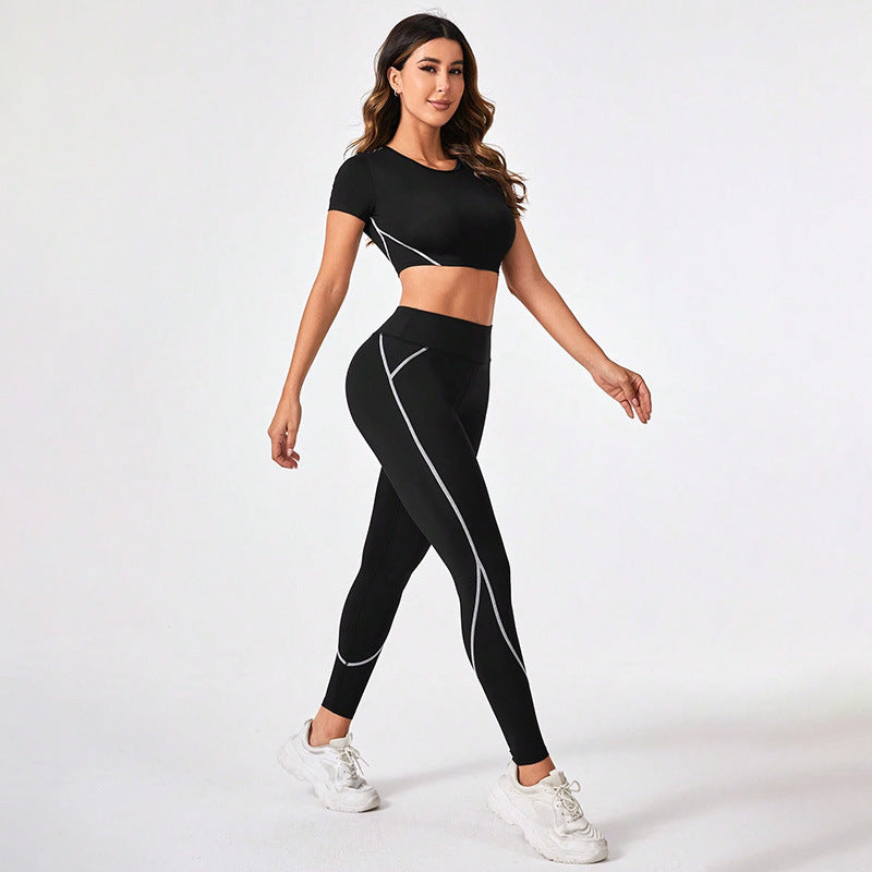 Contrast Stitching High-Waisted Workout Leggings