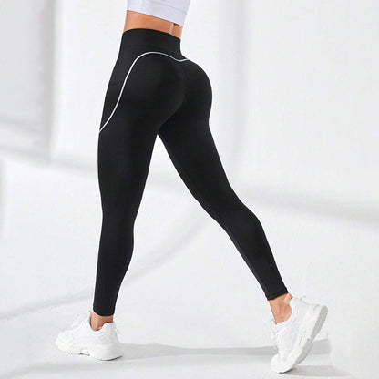 Contrast Stitching High-Waisted Workout Leggings